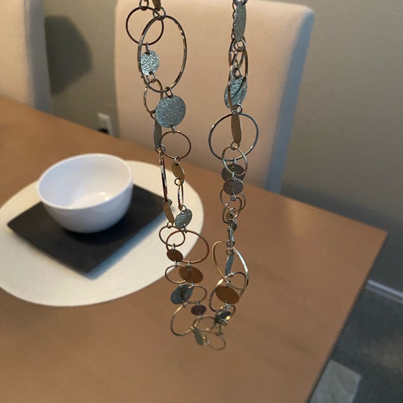 Elegant Gold and Silver Circle Necklace - Picture 3 of 6